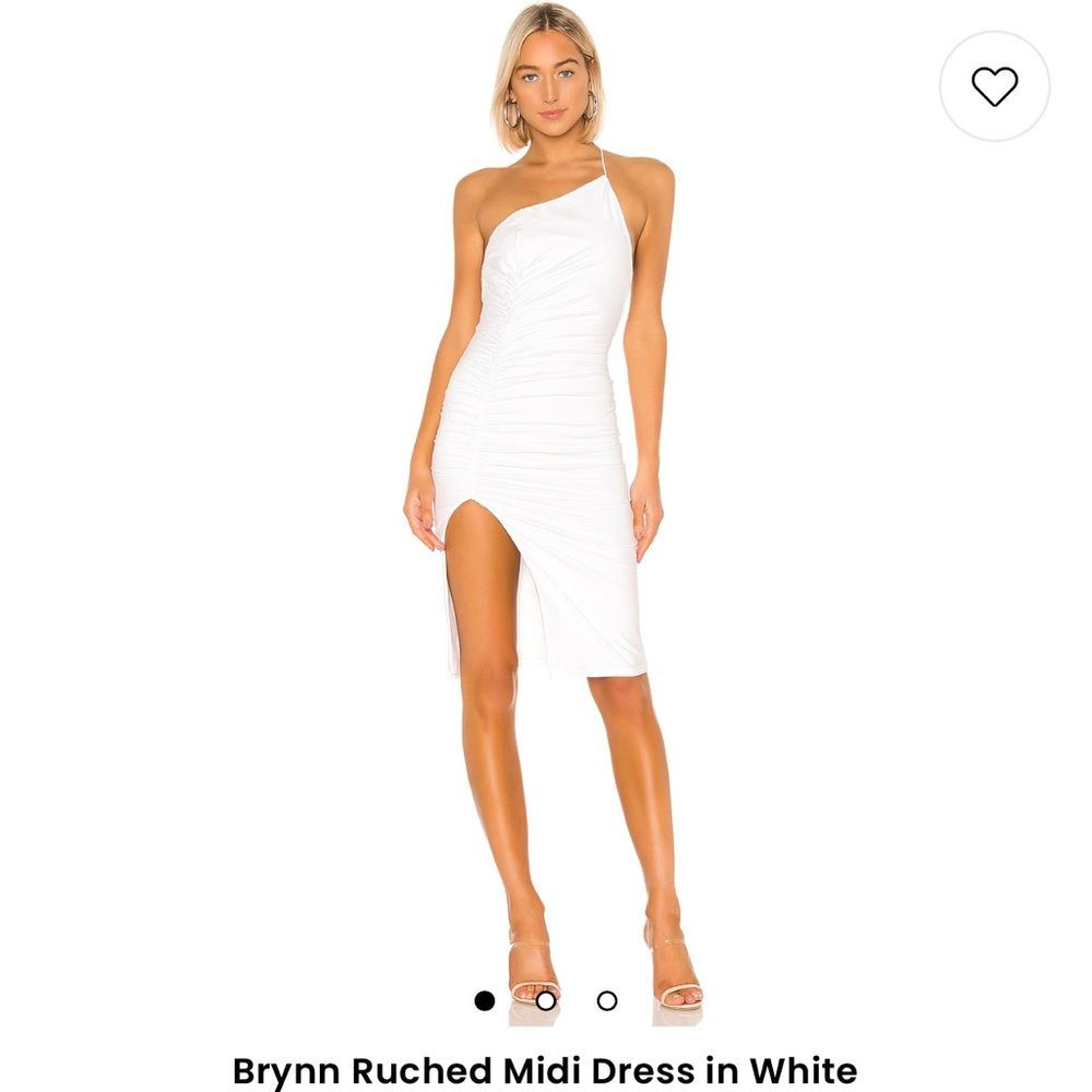 Superdown Revolve Cotton Brynn Ruched Midi Dress In White Xs